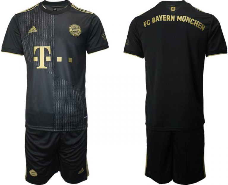 FC Bayern München Herren Auswärts Trikot 2021/22 Schwarz/Gold Trikotsatz