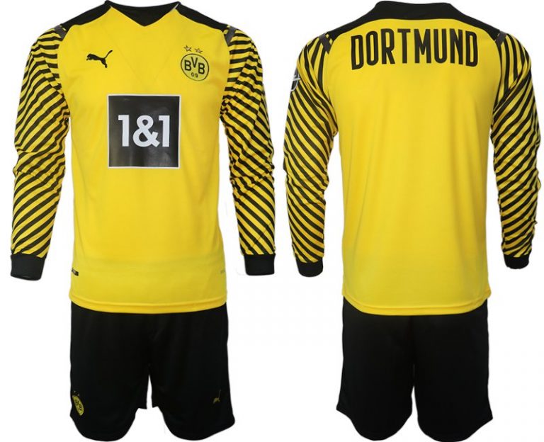 Günstige Borussia Dortmund Heimtrikot 2022 Langarm + Kurze Hosen
