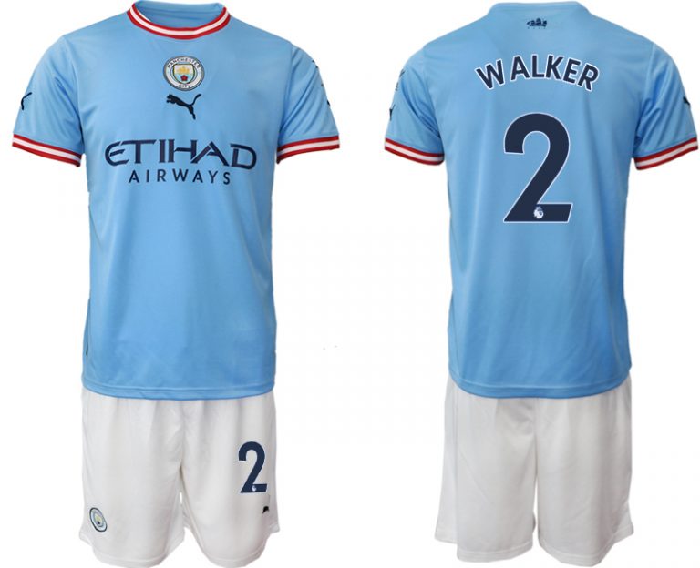 WALKER 2 Manchester City Heimtrikot 2022/2023 blau Kurzarm + weiß Kurze Hosen