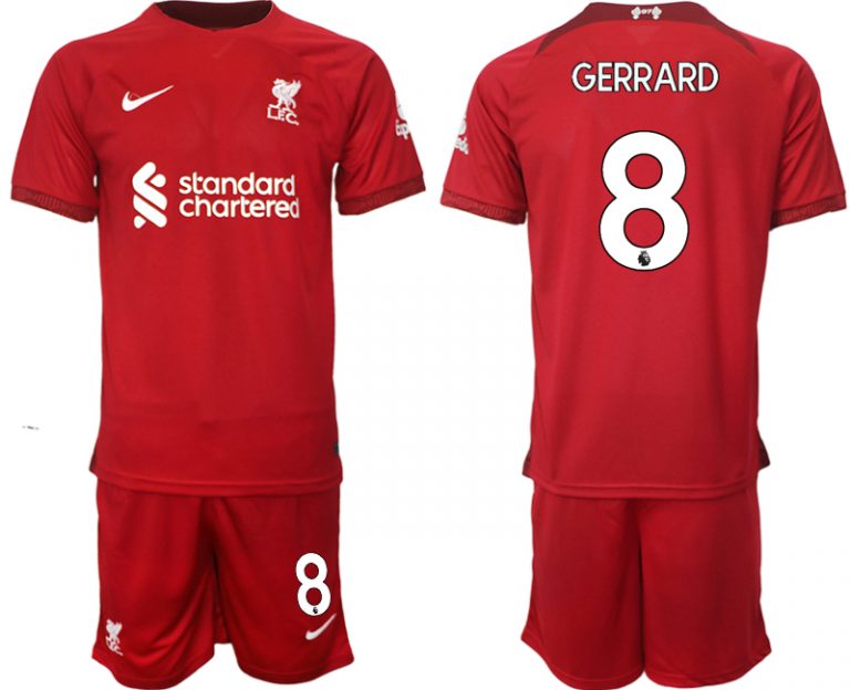 Billige Fussballtrikots Liverpool 22-23 Heimtrikot Herren Trikotsatz mit Namen GERRARD 8